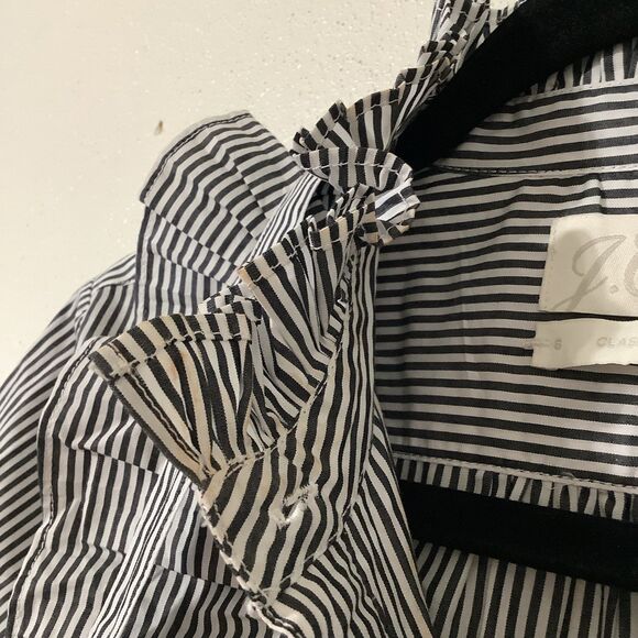 J.Crew Maximalist Striped Ruffle Cotton Twee Work Preppy Button Down Bow Shirt 6 - Picture 7 of 12
